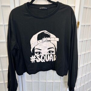 #Squad Black Cropped Top